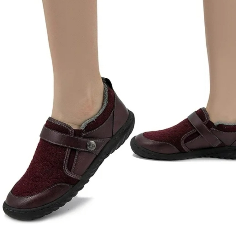 JBU Jambu Slip On Tide Oxford Wine Red Women Size 6.5 Faux Fur